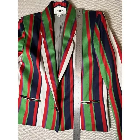 Vintage‎ 1970s Jupe Blazer Women’s Silk Blend Multicolor Stripe ILGWU Union Made - Picture 16 of 16